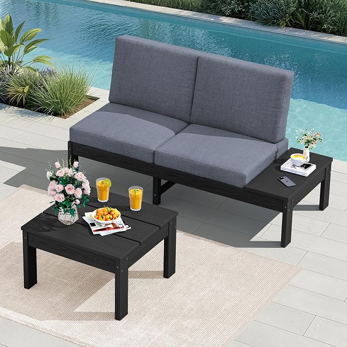 SERWALL HDPE Outdoor Furniture Set, 2 Seats Outdoor Sectional - Image 11