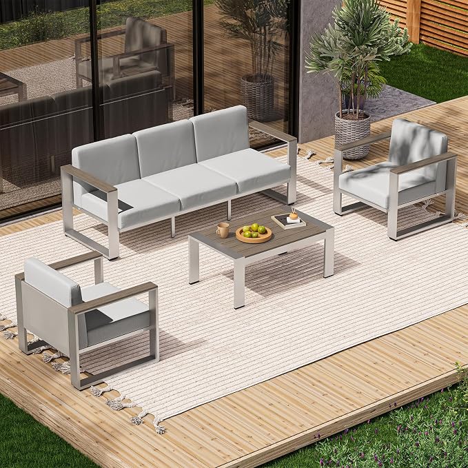 Aluminum Patio Furniture Set, 5 Seats Outdoor Patio Conversation Sets by ComfCove