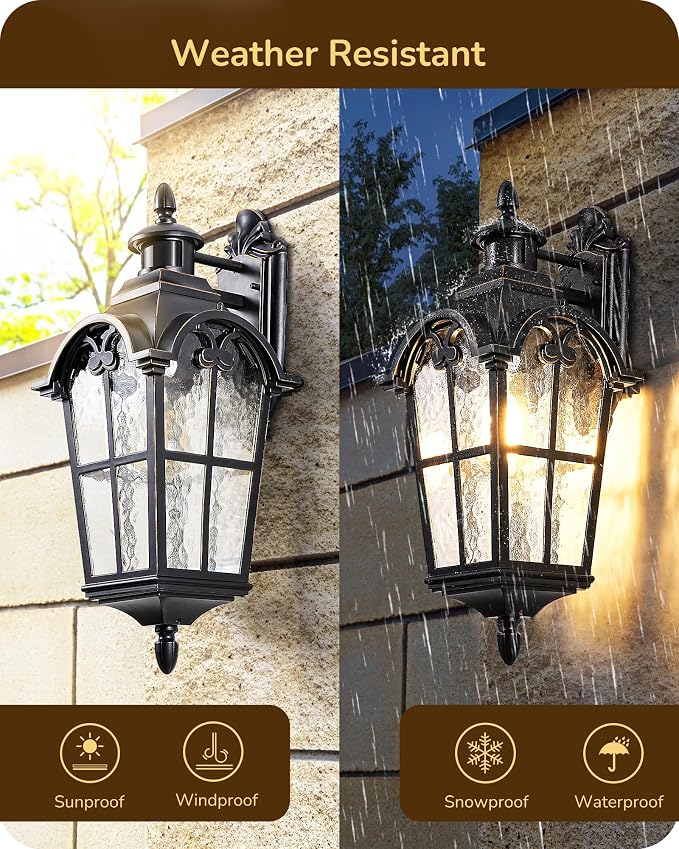 EDISHINE 20.2" Large Motion Sensor Outdoor Wall Lights, Dusk to Dawn Exterior - Image 7