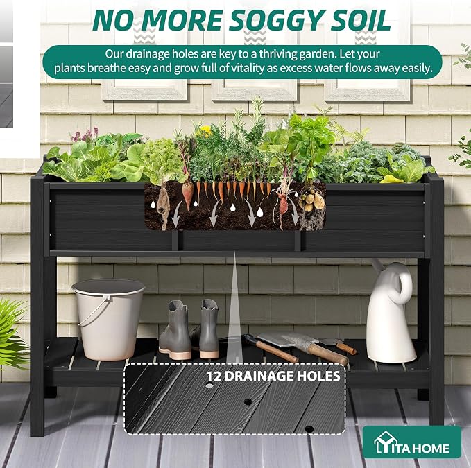 YITAHOME 48x18x30in Raised Garden Bed HDPE, Weather-Resistant Poly Lumber - Image 3