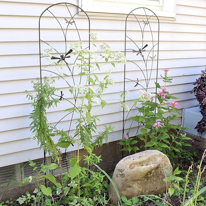 Sunnydaze 56-Inch Dragonfly Delight Outdoor Plant Trellis - Image 4