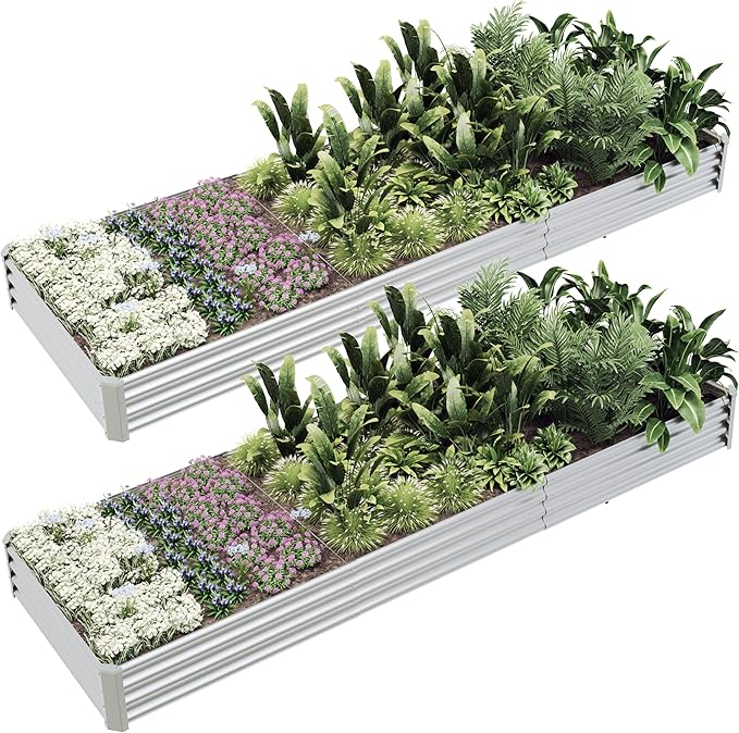 12x4x1ft Raised Garden Beds Outdoor Kit, Galvanized Planter Garden Boxes Outdoor by kingddeergardenbed