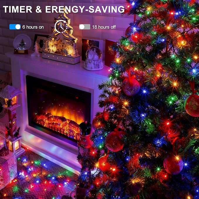 4 Pack Christmas String Lights Battery Operated, Each 50 LED16.5Ft Dark Green - Image 2