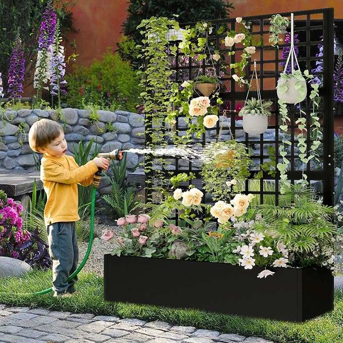 Metal Planter with Trellis 72" x 47’’ x 16", Raised Garden Bed with Trellis - Image 8