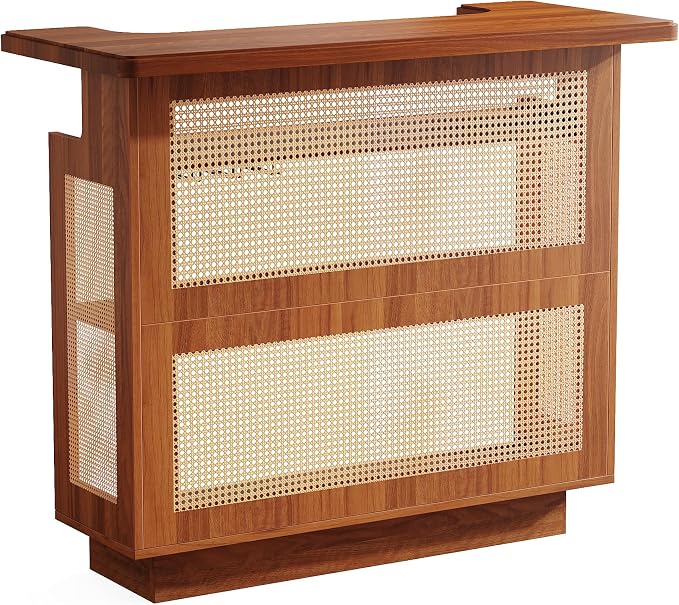 Tribesigns Rattan Home Bar Unit, Farmhouse 4-Tier Bar Table - Image 9
