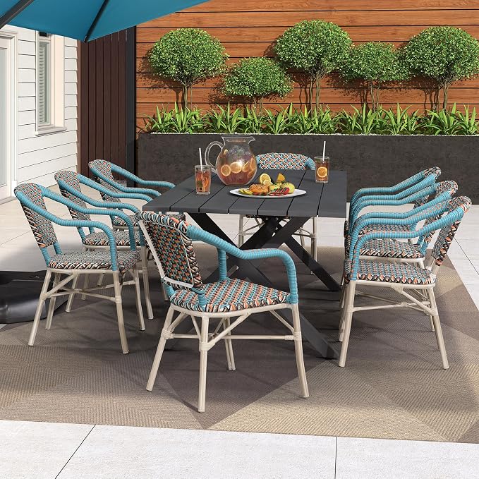 PURPLE LEAF Outdoor Dining Chair Set of 4 Hand-Woven Aluminum Wicker Rattan - Image 2