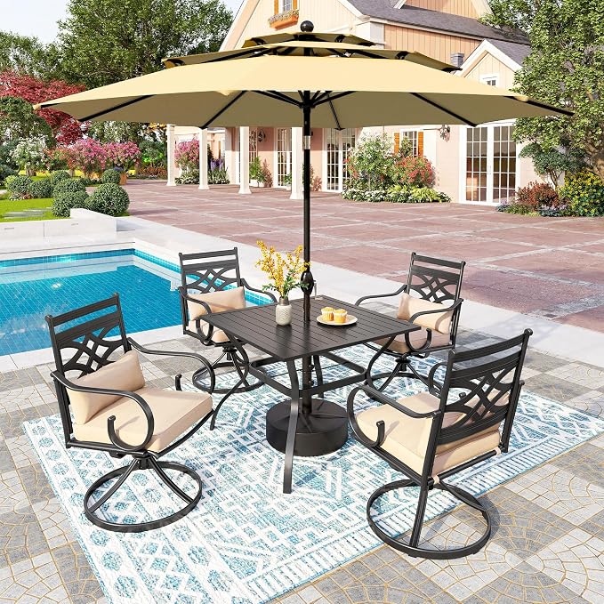 PHI VILLA Outdoor Patio Dining Set by PHIVILLAThepioneerofcomfortablehouseholdsupplies