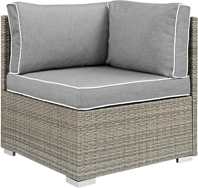 Modway Repose 6 Piece Outdoor Patio Sectional Set in Light Gray Gray - Image 3