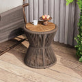 Scott Living Nara 18.9" Acacia Wood Outdoor Side Table, Metal Frame+Woven Rope by ScottLivingbyDrewJonathan