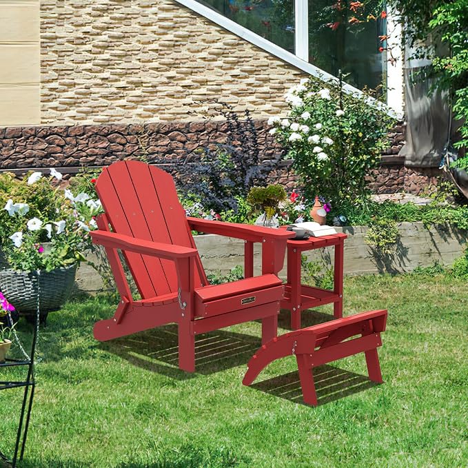 SERWALL Folding Adirondack Footrest, All Weather Adirondack Ottoman Without - Image 7