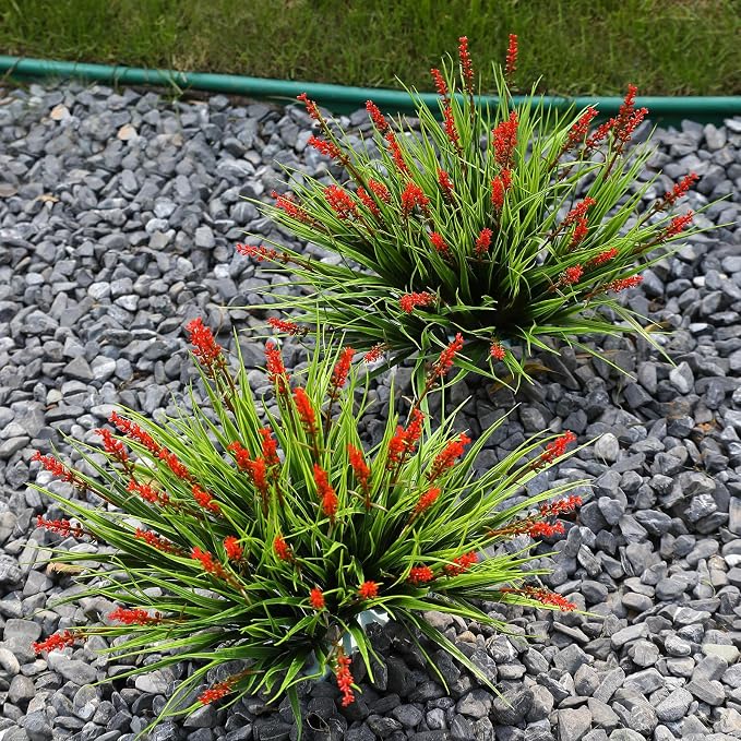 alyptus Artificial Flowers Outdoor 12 Bundles Fake Plants Outside Red Flower - Image 3