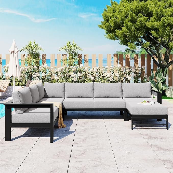 Multi-Person Outdoor Sofa Set, U-Shaped Aluminum Outdoor Sofa Set - Image 2