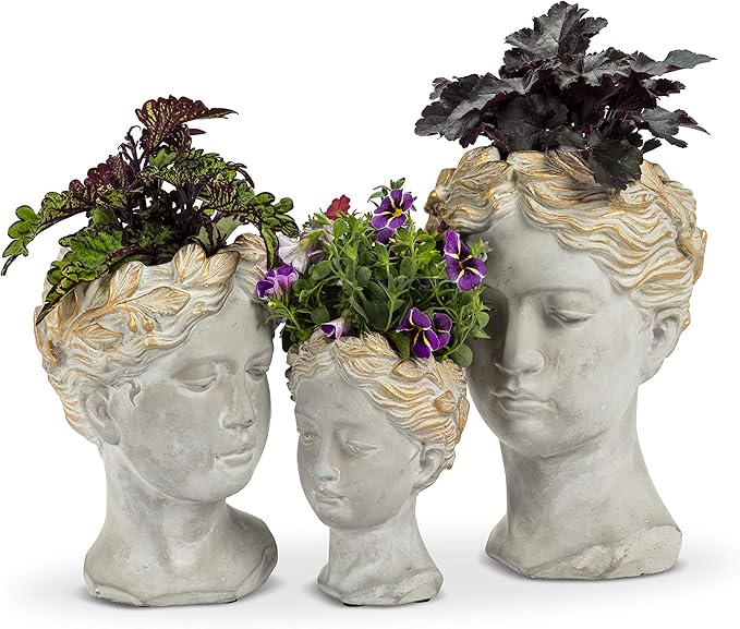 Abbott Collection Aphrodite Head Planter – Large Indoor and Outdoor Planter Pots - Image 3