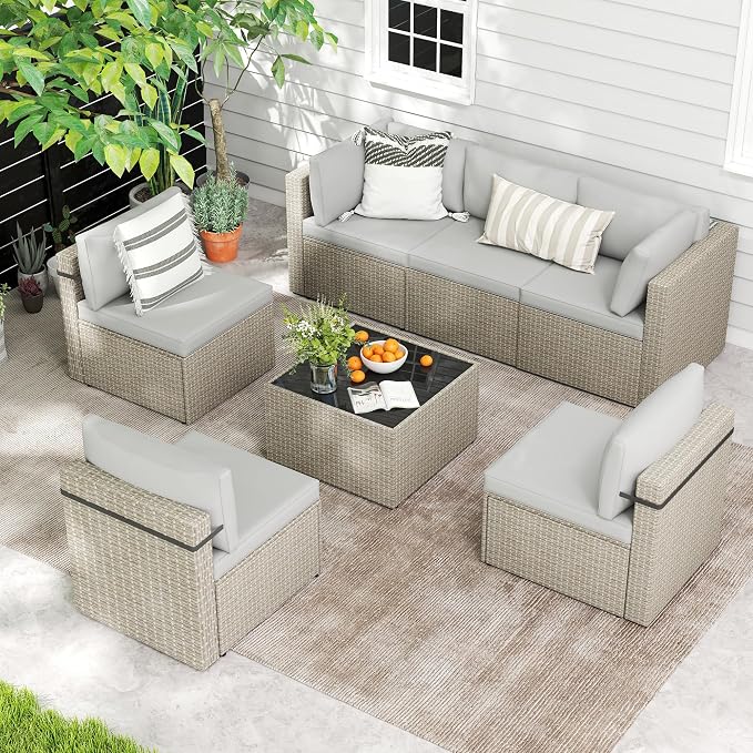 7-Piece Outdoor Sectional Sofa Set, Weather-Resistant Patio Furniture Set by PATIOPIA