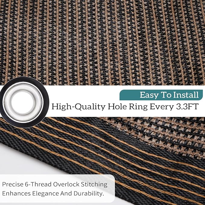 90% Coffee Shade Cloth, 10x12FT Resistant Garden Sun Shade Net, Durable Mesh - Image 3