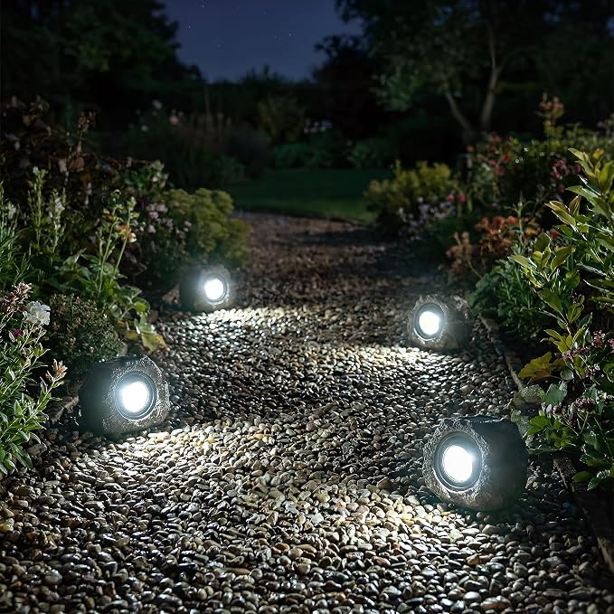 Solar Rock Lights Outdoor – 4 Pack Waterproof LED Landscape Garden Spotlights - Image 7