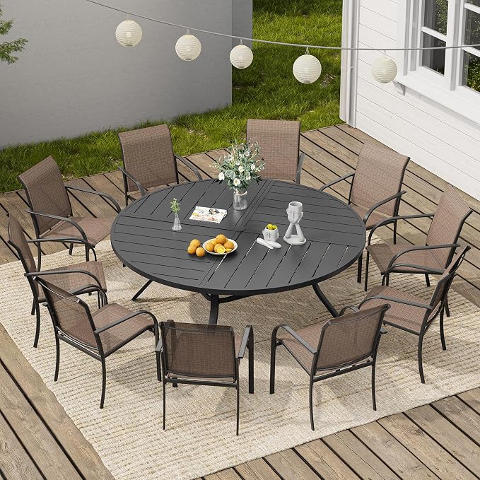VICLLAX 63" Round Outdoor Table, Patio Dining Table - Image 4