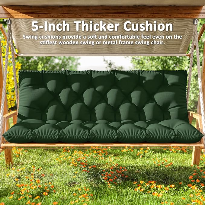Porch Swing Cushion with Backrest 2-3 Seater Outdoor Bench Cushions Waterproof - Image 6