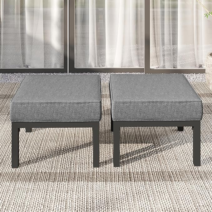 Solaste Outdoor Footstools Patio Ottoman Set of 2, Aluminum All-Weather Outdoor by Solaste