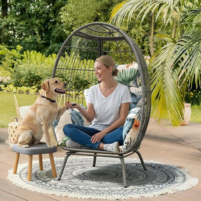 Patio Hanging Egg Chair Cushion Replacement Soft Swing Basket Chair Pads Large - Image 2