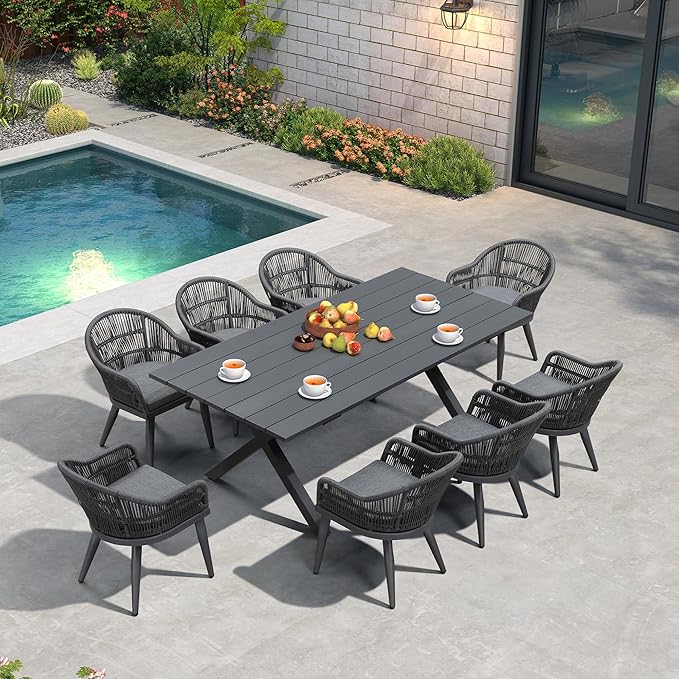 PURPLE LEAF 9 Pieces Patio Dining Set by PURPLELEAF