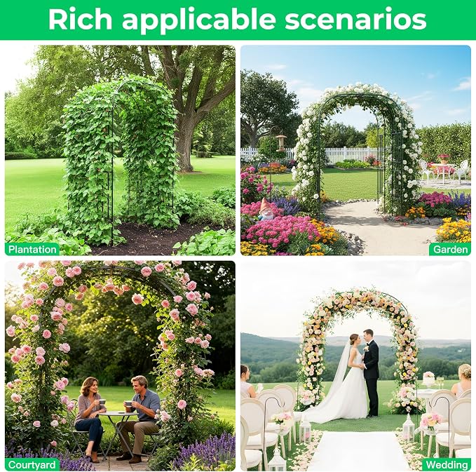Garden Arch Trellis for Climbing Plants, 7.22 FT Tall Large Arbour Archway for - Image 5