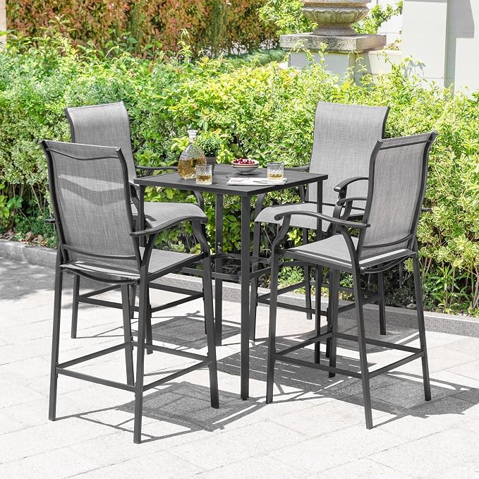 NUU GARDEN 5 Piece Outdoor Bar Set, Bar Height Patio Bistro Set, Textilene - Image 4