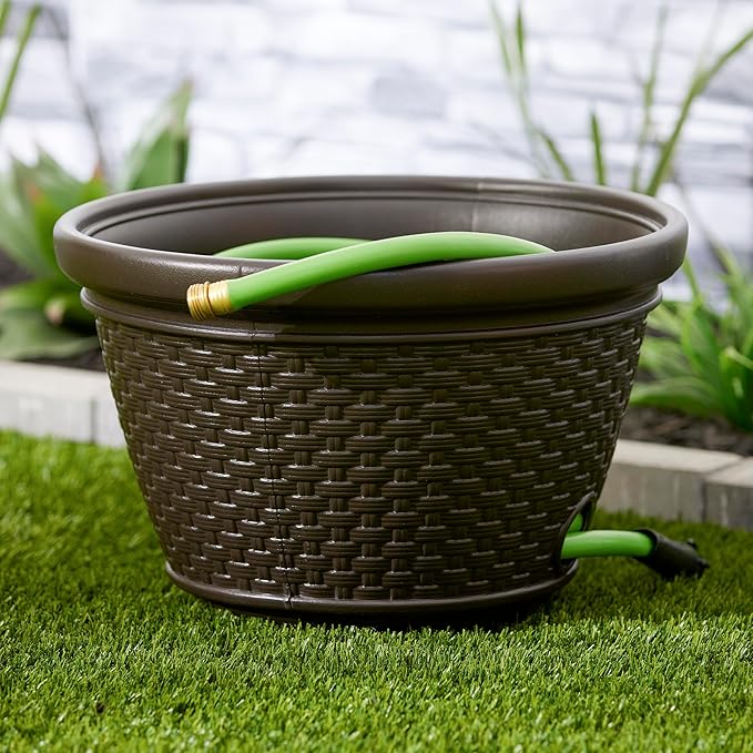 Suncast 3 Pack Decorative Wicker Garden Hose Holder Pot - Image 6