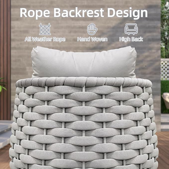 TWT 4 Pieces Patio Sofas, All-Weather Teslin Rope Balcony Furniture - Image 8