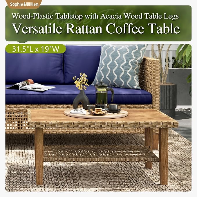 Sophia and William Boho Wicker Patio Furniture Set, Outdoor Rattan Sectional - Image 5