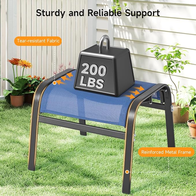 ONBRILL Outdoor Ottoman Set of 2, All Weather Outdoor Foot Stool - Image 4