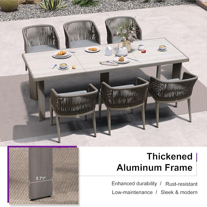 PURPLE LEAF 7 Pieces Outdoor Dining Set Patio Table and Chairs Set - Image 4