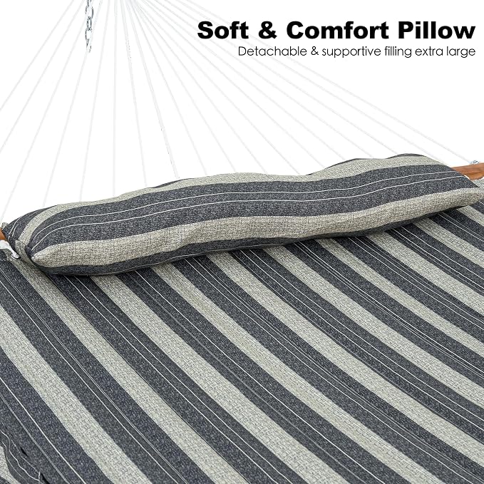 2 Person Hammocks for Outside, Double Quilted Fabric Outdoor Hammock - Image 3