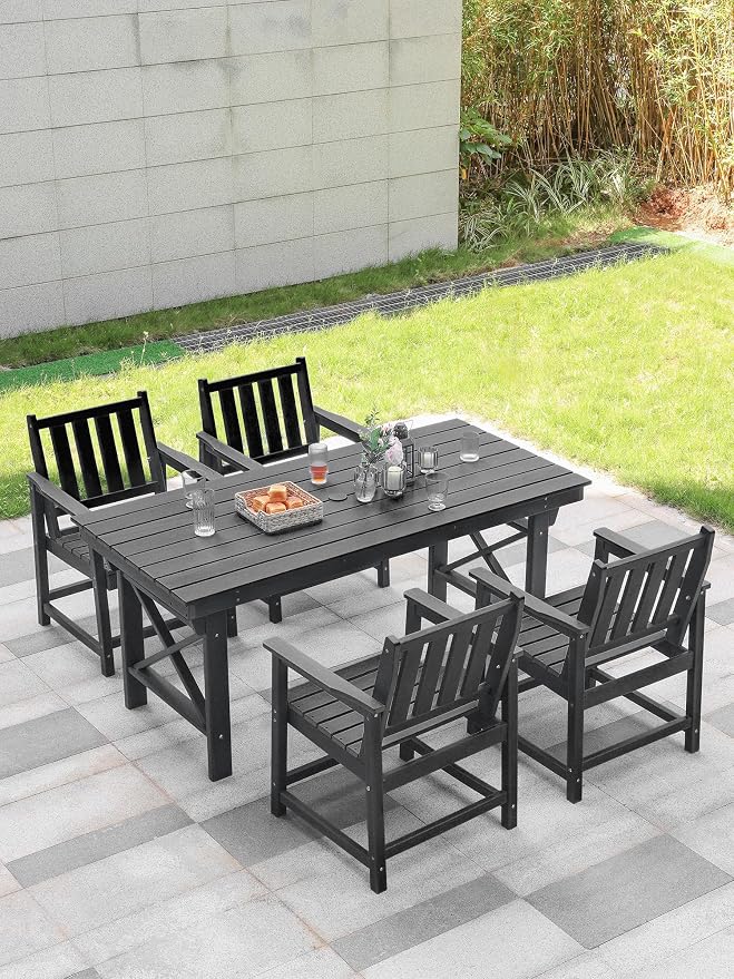 5-Piece HDPE Patio Dining Set, Outdoor Table and Chairs - Image 9