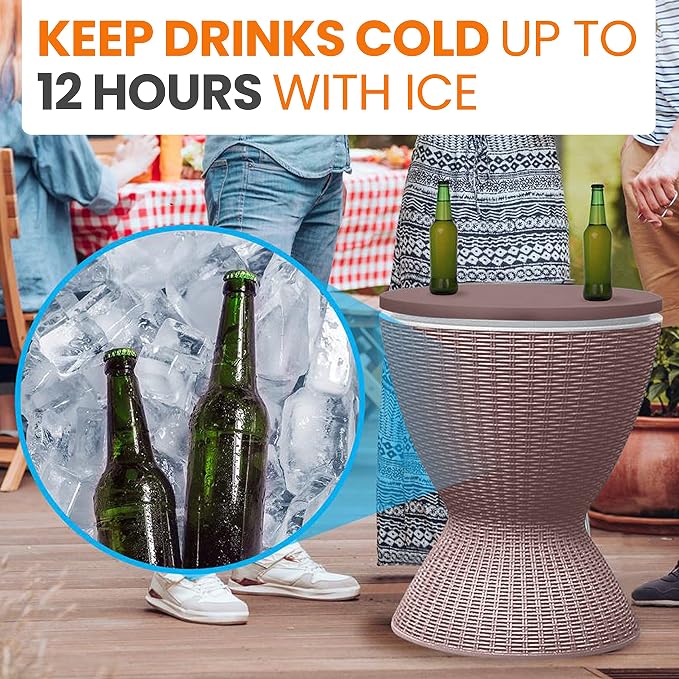 SereneLife Outdoor Cool Bar Table, 7.5 Gallon Beer and Wine Cooler, Patio - Image 5