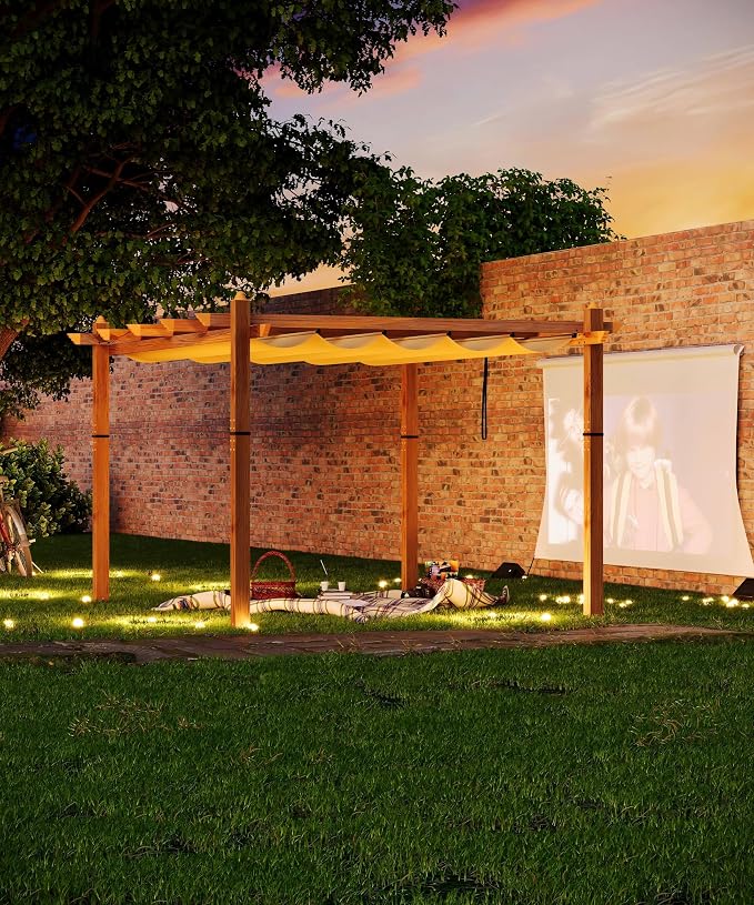 GarveeLife 10 x 13 ft Wood-Grain Aluminum Pergola Outdoor Pergola - Image 2