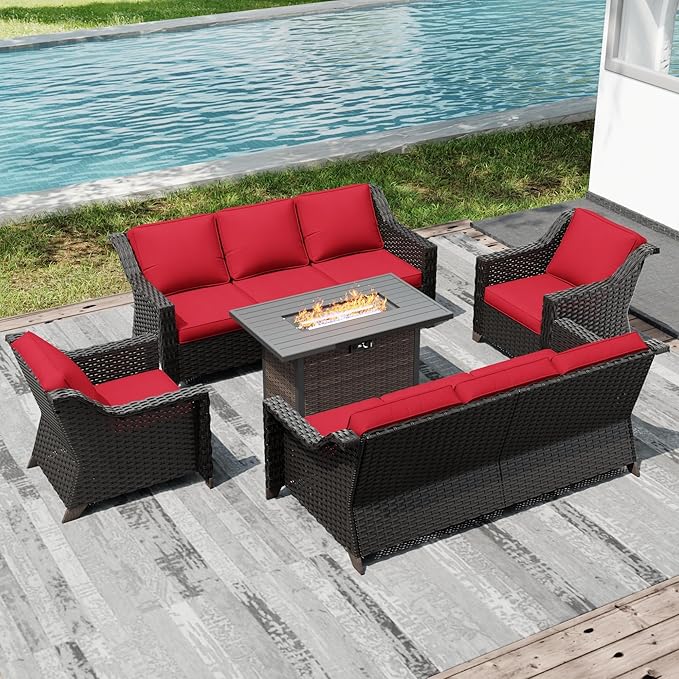 Joyside Wicker Patio Furniture Sets, 5 Pieces Upgraded Large Size Outdoor - Image 6