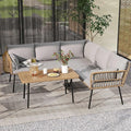 DWVO 4-Piece Outdoor Sectional Sofa Set, All-Weather Wicker L-Shaped 5-Seater by DWVO