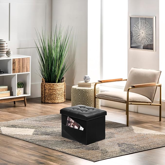 AmasSmile Storage Ottoman Folding Foot Rest Stool - Image 4