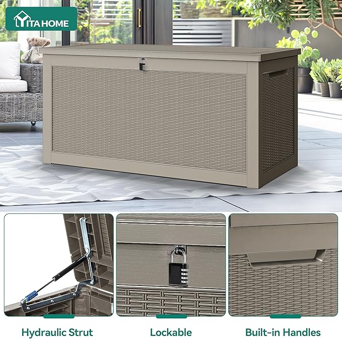 YITAHOME 260 Gallon XXL Large Deck Box, Outdoor Resin Storage Box, Lockable - Image 4