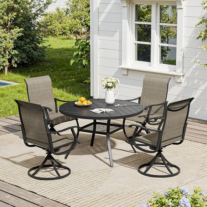VICLLAX 40.6" Round Outdoor Table, Patio Dining Table - Image 4