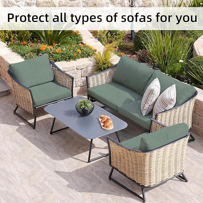 8Pcs Stretch Patio Cushion Covers, Outdoor Couch Covers Replacement, Outdoor - Image 4