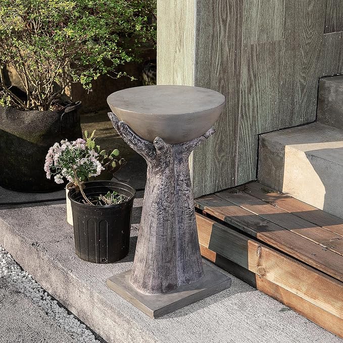 COSIEST Outdoor Side Table, Two Hands-Shaped Base w Round Top Accent Table - Image 4