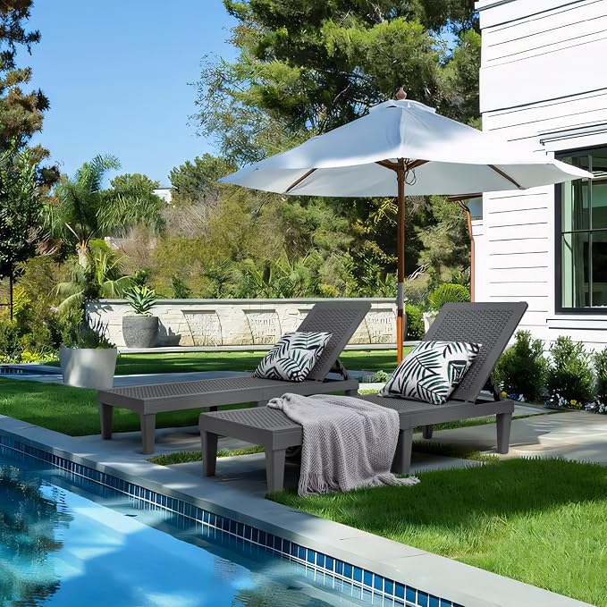 Greesum Outdoor Chaise Lounge Chairs Set of 2 - Image 2