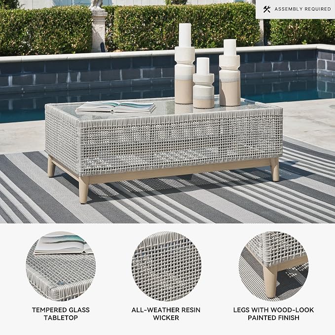 Signature Design by Ashley Seton Creek Casual Resin Wicker Outdoor Coffee Table - Image 4
