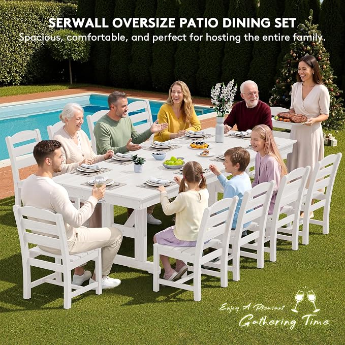 SERWALL 11 Piece Outdoor Dining Set - Image 6
