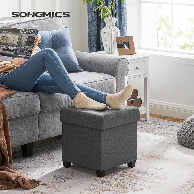 SONGMICS 15 Inches Cube Storage Ottoman, Bedroom Bench - Image 2