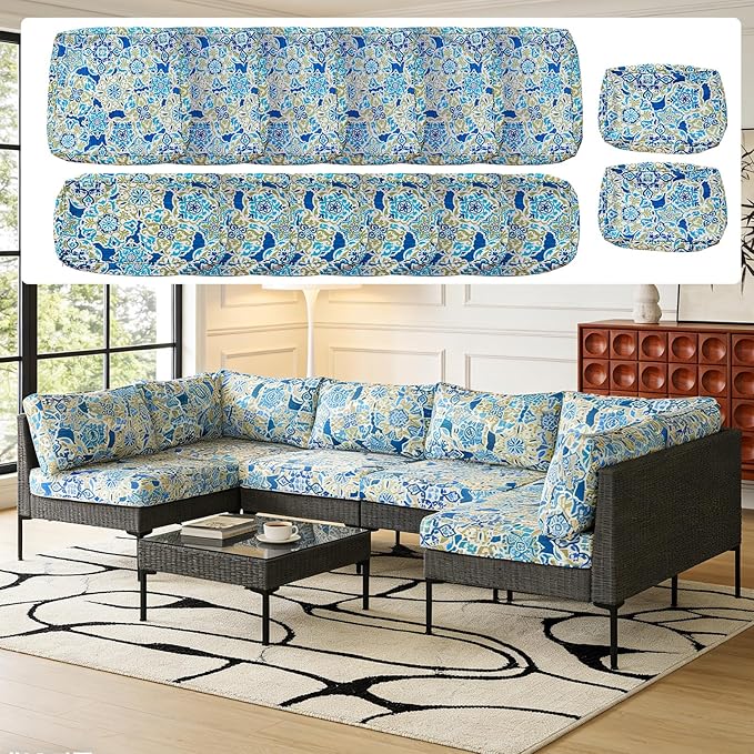 14Pcs Outdoor Cushion Covers Replacement Washable Waterproof UV w/Zipper - Image 2