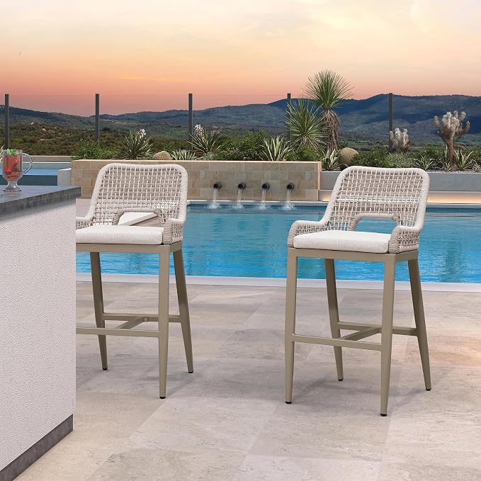 PURPLE LEAF Bar Stools Set of 2 Bar Height Metal Bar Chairs by PURPLELEAF