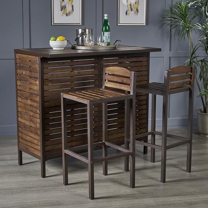 Christopher Knight Home Leni Indoor Acacia Bar Set - Image 3
